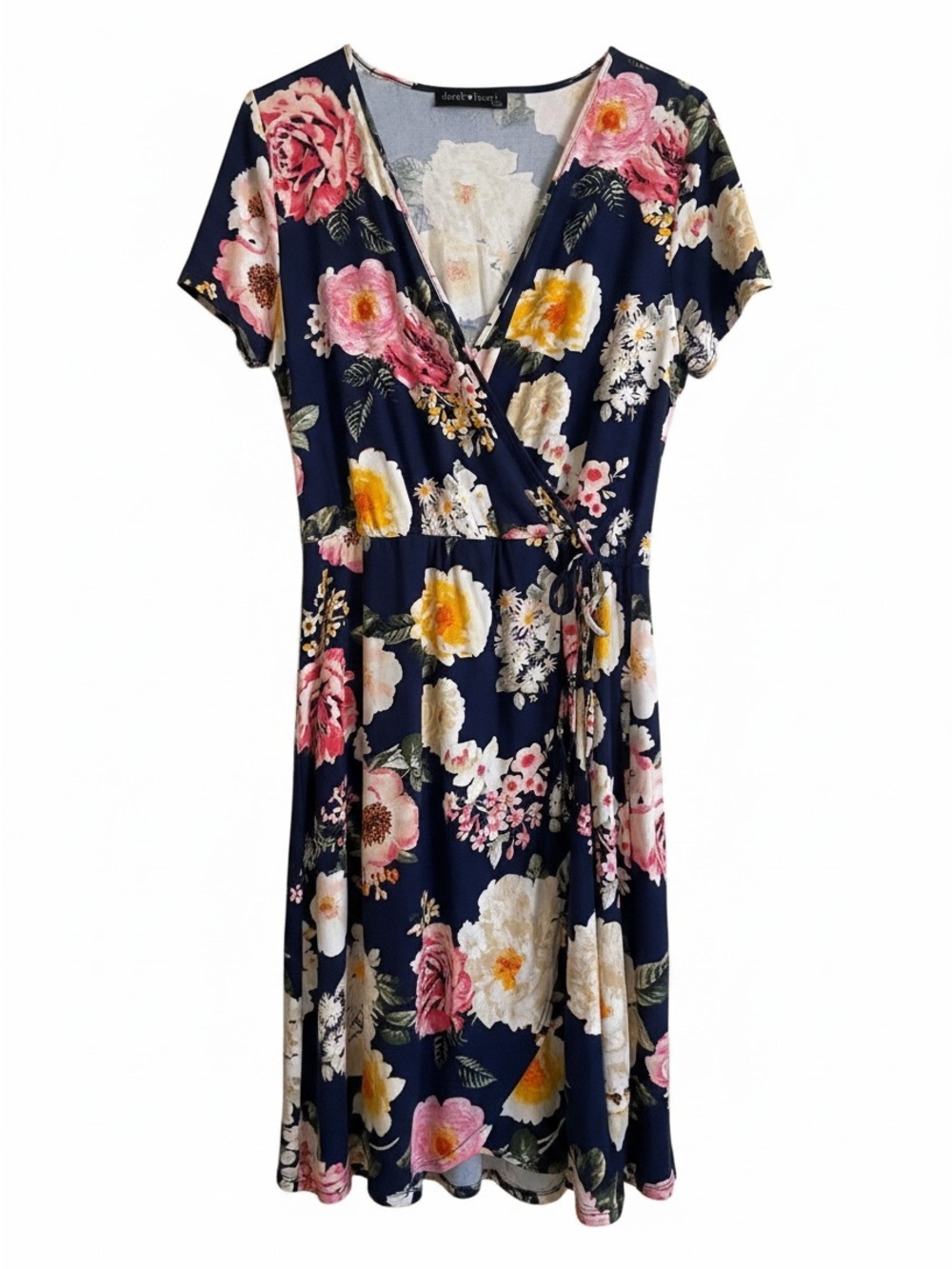 Derek Heart Plus Navy Floral Wrap Dress